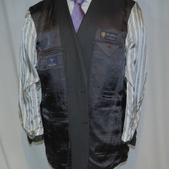 Brooks Brothers 1818 Madison Saxxon Gray Herringbone Two Button Suit 46XL - Picture 10 of 14